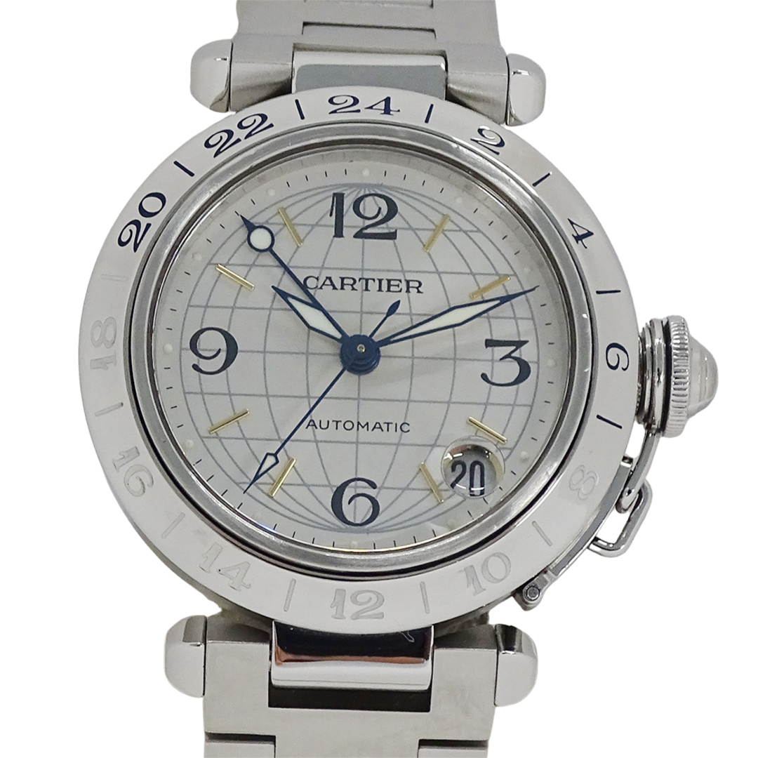 Cartier(カルティエ)のカルティエ Cartier 時計 ボーイズ ブランド パシャC メリディアン GMT デイト 自動巻き AT ステンレス SS W31029M7 シルバー ラウンド 磨き済み【中古】 メンズの時計(腕時計(アナログ))の商品写真