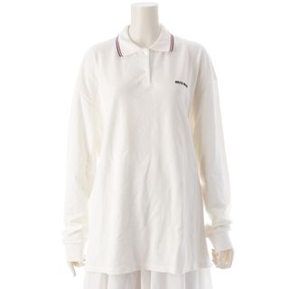 ミュウミュウ(MIU MIU)のミュウミュウ 25SS コットンピケ トリコロール ポロシャツ 長袖 トップス MJL019 ホワイト M【中古】(ポロシャツ)