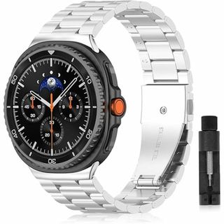 Galaxy Watch 8 交換バンド ビジネス風 ステンレス製 サイズ調節可(腕時計)