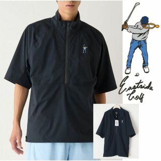 新品【イーストサイドゴルフ】半袖ハーフジップ ウィンドブレーカー 黒 XL