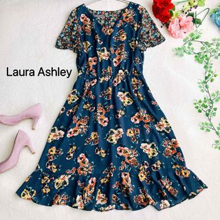 ローラアシュレイ(LAURA ASHLEY)の【大きいサイズ】ローラアシュレイ★花柄 フレアスリーブ Aライン ワンピース(ロングワンピース/マキシワンピース)