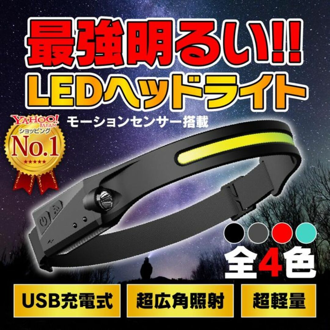 *2種LED★ 350LM 防水 超軽量 充電式 センサー搭載 ヘッドライト スポーツ/アウトドアのアウトドア(ライト/ランタン)の商品写真
