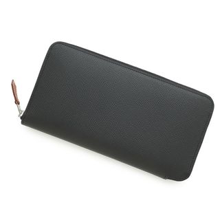 エルメス(HERMES)のエルメス 長財布 アザップロング シルクイン ブラック/シルバー金具 エプソン K刻印 財布 黒(財布)