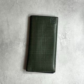 ロエベ(LOEWE)のLOEWE ロエベ / リネンアナグラムバーティカルウォレット モスグリーン(長財布)