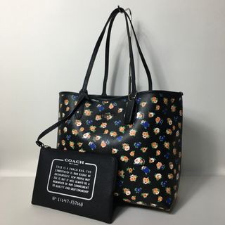 コーチ(COACH)の2507-142｜美品｜コーチ トートバッグ ブラック リバーシブル 花柄(トートバッグ)