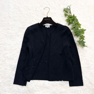 フォクシーブティック(FOXEY BOUTIQUE)の極美品 FOXEY ラメ ストーン装飾 カーディガン レーヨン 38(カーディガン)