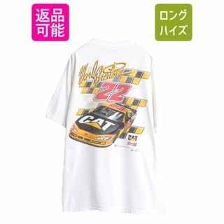00s USA製 ナスカー イラスト 両面 プリント ポケット付き Tシャツ メンズ XL オールド モータースポーツ レース 企業 ポケT 大きいサイズ(Tシャツ/カットソー(半袖/袖なし))