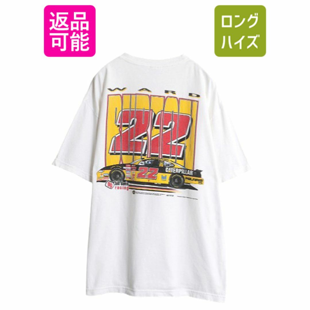 00s USA製 ナスカー イラスト 両面 プリント Tシャツ メンズ XL オールド グラフィック モータースポーツ レース 企業 ポケT 大きいサイズ  メンズのトップス(Tシャツ/カットソー(半袖/袖なし))の商品写真
