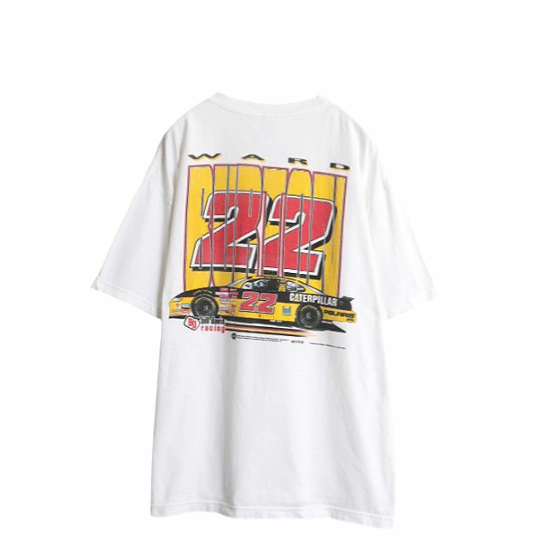 00s USA製 ナスカー イラスト 両面 プリント Tシャツ メンズ XL オールド グラフィック モータースポーツ レース 企業 ポケT 大きいサイズ  メンズのトップス(Tシャツ/カットソー(半袖/袖なし))の商品写真