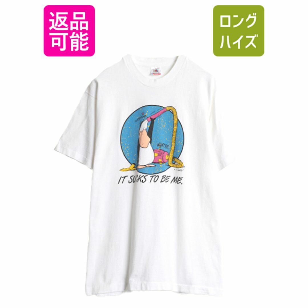 90s USA製 ペンギン キャラクター イラスト プリント Tシャツ メンズ レディース L / オールド オフィシャル コミック シングルステッチ 白 メンズのトップス(Tシャツ/カットソー(半袖/袖なし))の商品写真