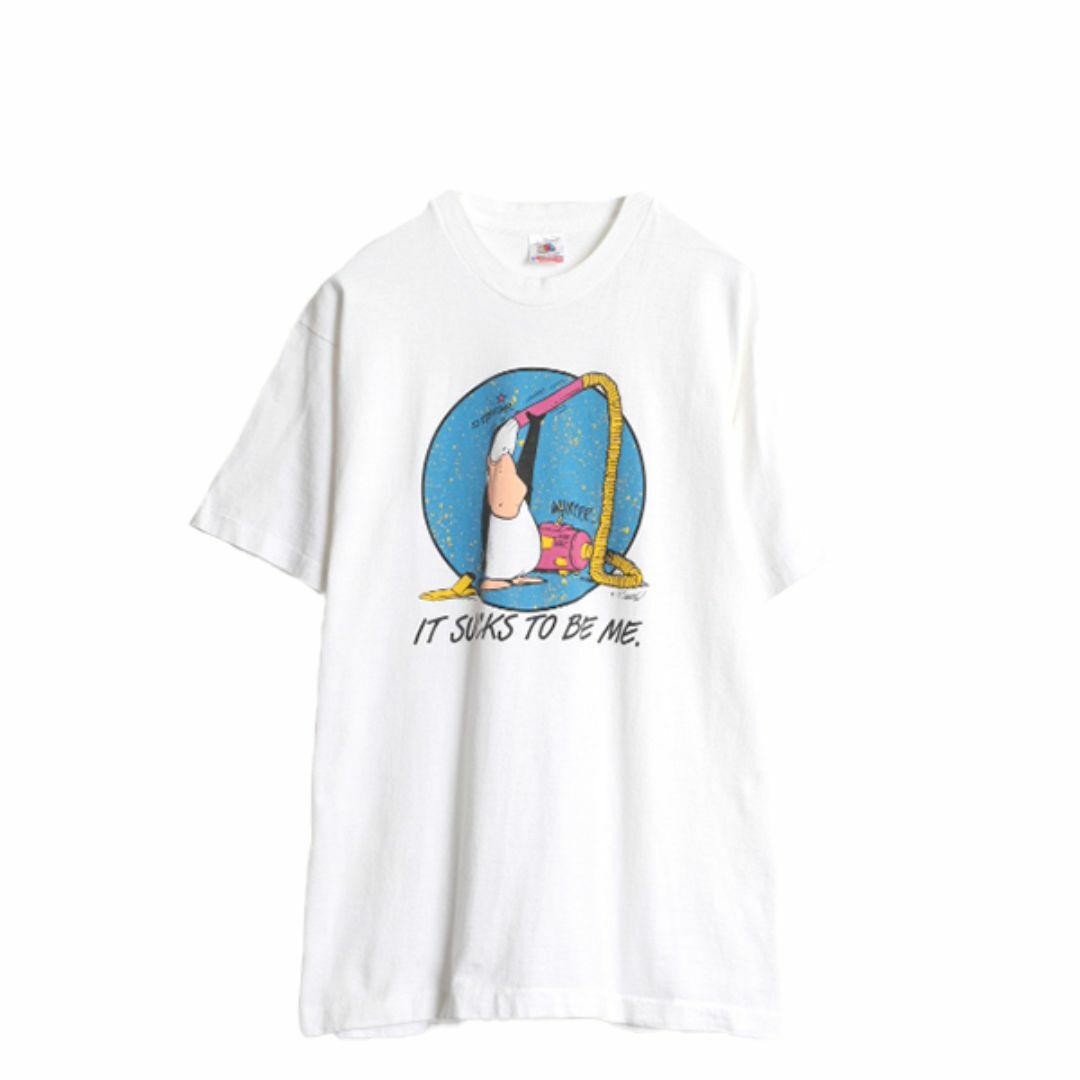 90s USA製 ペンギン キャラクター イラスト プリント Tシャツ メンズ レディース L / オールド オフィシャル コミック シングルステッチ 白 メンズのトップス(Tシャツ/カットソー(半袖/袖なし))の商品写真