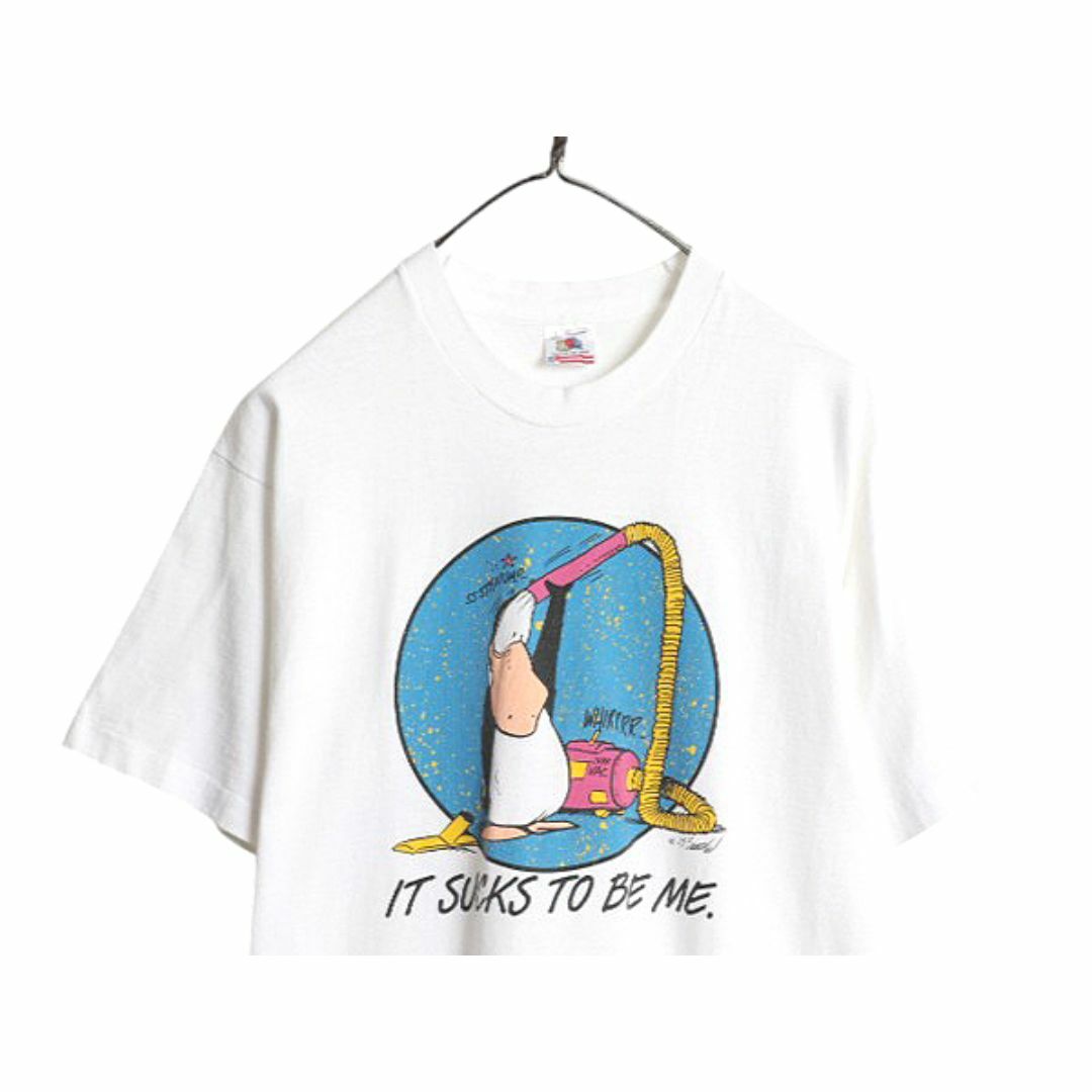 90s USA製 ペンギン キャラクター イラスト プリント Tシャツ メンズ レディース L / オールド オフィシャル コミック シングルステッチ 白 メンズのトップス(Tシャツ/カットソー(半袖/袖なし))の商品写真