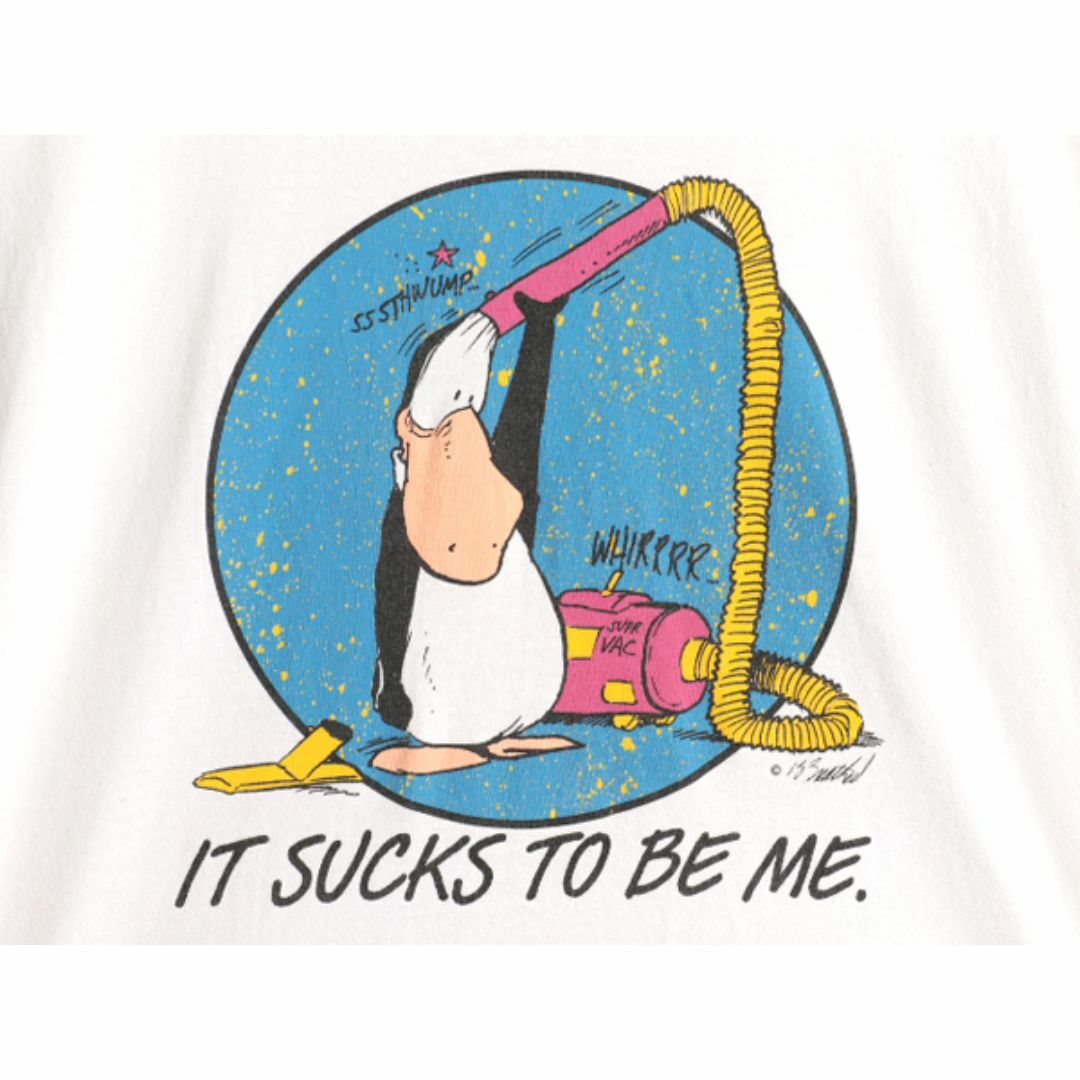 90s USA製 ペンギン キャラクター イラスト プリント Tシャツ メンズ レディース L / オールド オフィシャル コミック シングルステッチ 白 メンズのトップス(Tシャツ/カットソー(半袖/袖なし))の商品写真