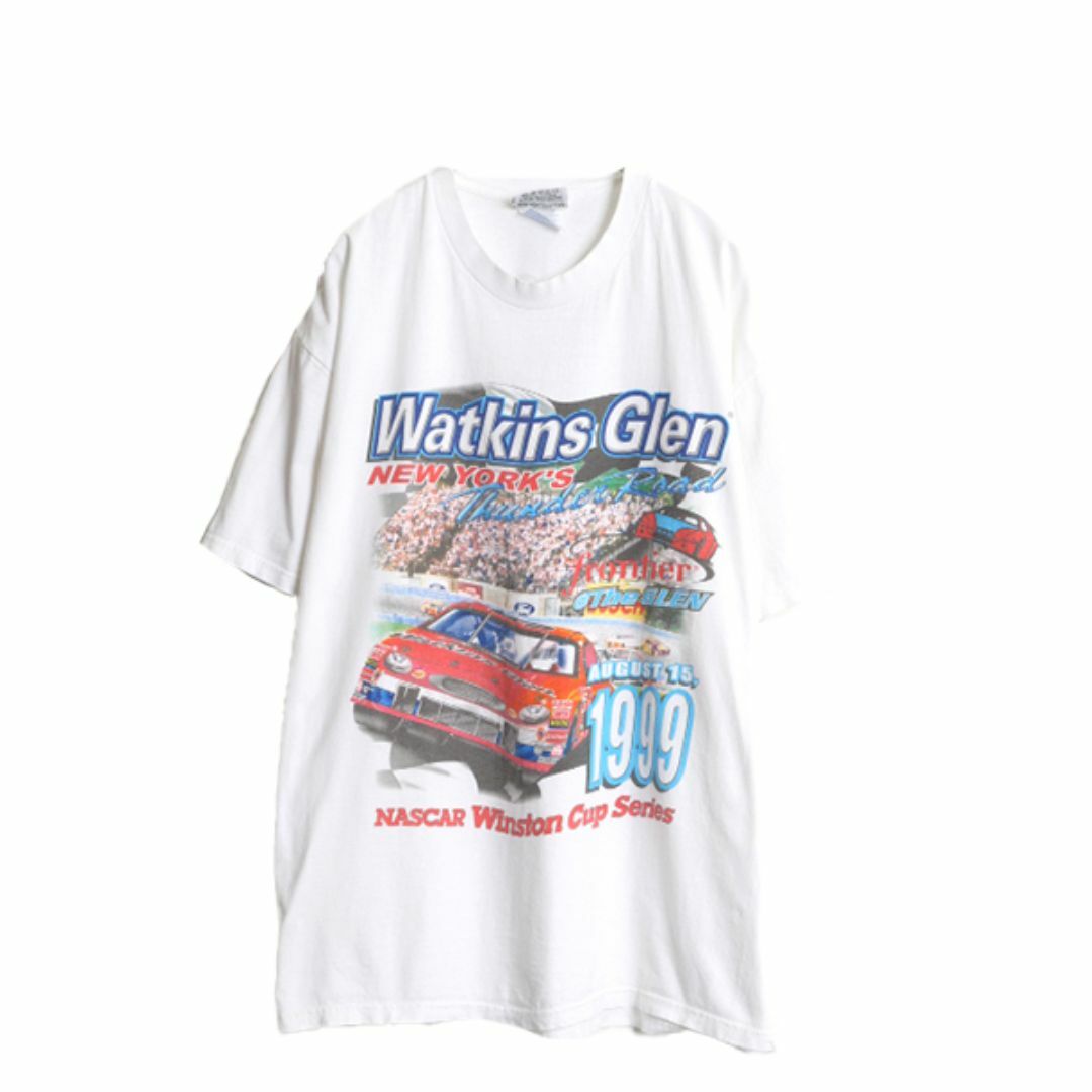 90s ナスカー イラスト 両面 プリント Tシャツ メンズ XL オールド グラフィック モータースポーツ レース 企業 スポンサー 大きいサイズ メンズのトップス(Tシャツ/カットソー(半袖/袖なし))の商品写真