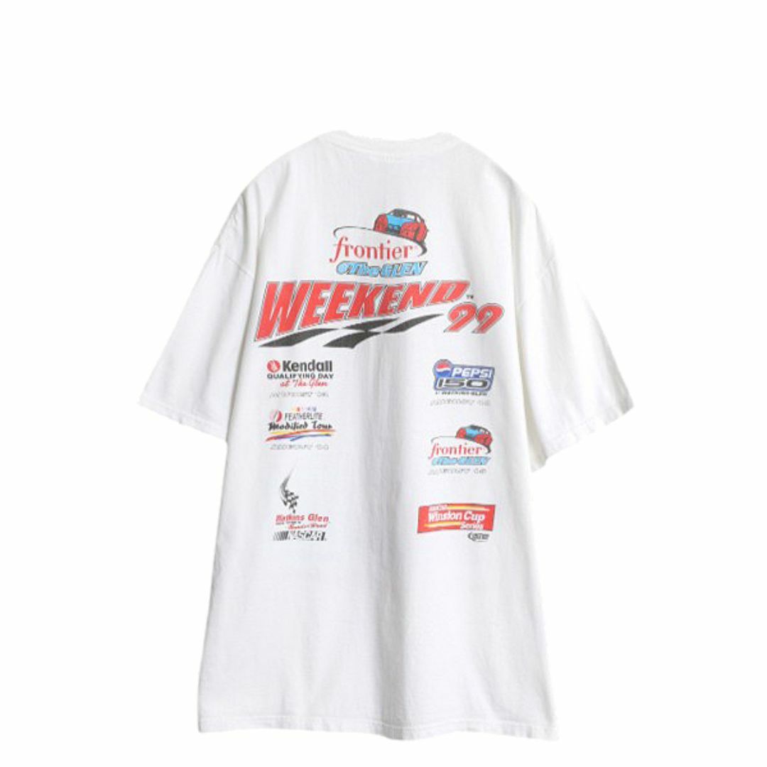 90s ナスカー イラスト 両面 プリント Tシャツ メンズ XL オールド グラフィック モータースポーツ レース 企業 スポンサー 大きいサイズ メンズのトップス(Tシャツ/カットソー(半袖/袖なし))の商品写真
