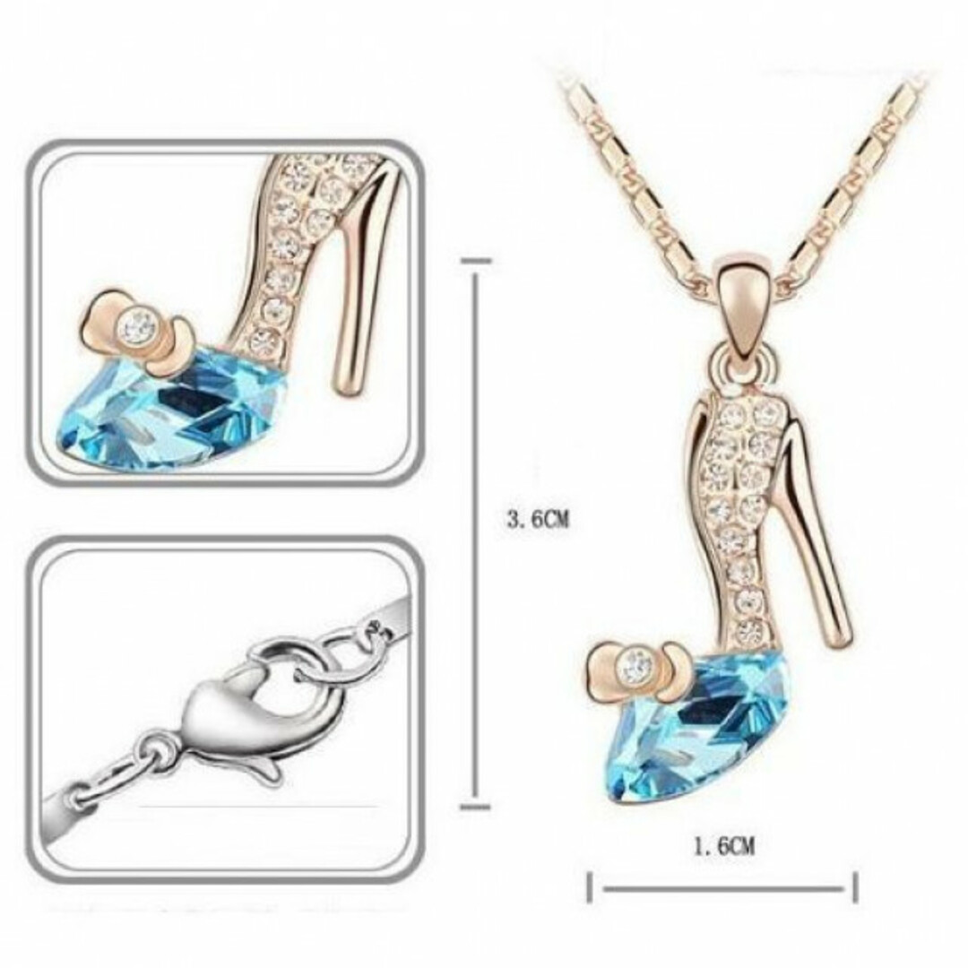 ゴールド×ブルー  シンデレラ ガラスの靴 ネックレス 人気 レディース  レディースのアクセサリー(ネックレス)の商品写真
