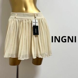 イング(INGNI)の【4590】INGNI インナーパンツ付き プリーツ スカート M クリーム色(ミニスカート)