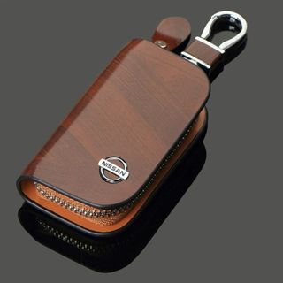 日産(NISSAN)キーケース レザー 革 キーカバー 高級 黒 オシャレ2(キーホルダー)