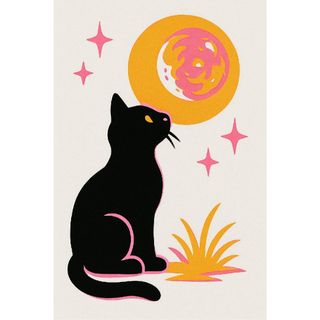 『黒猫と満月の夜｜幻想的ポストカード』(その他)