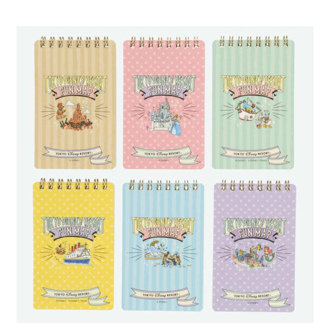 Disney(ディズニー)のディズニーリゾート ファンマップ 手描き風 メモ 6冊 入り インテリア/住まい/日用品の文房具(ノート/メモ帳/ふせん)の商品写真