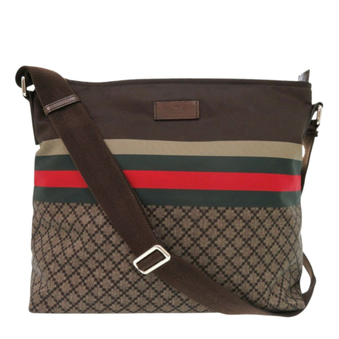 GUCCI(グッチ)の美品 グッチ ディアマンテ シェリーライン 270410 ナイロン レザー ブラウン ショルダーバッグ 0943【中古】GUCCI メンズのバッグ(ショルダーバッグ)の商品写真