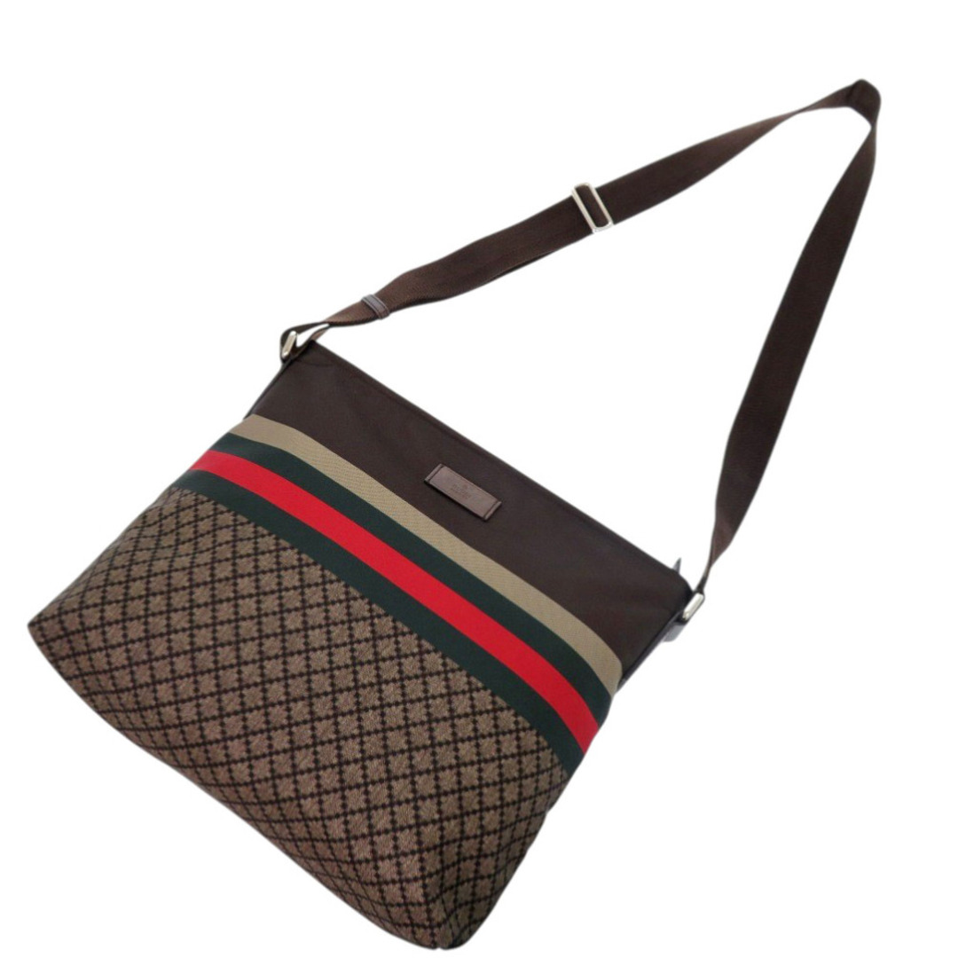 GUCCI(グッチ)の美品 グッチ ディアマンテ シェリーライン 270410 ナイロン レザー ブラウン ショルダーバッグ 0943【中古】GUCCI メンズのバッグ(ショルダーバッグ)の商品写真