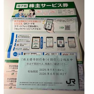 JR東日本 株主優待券2枚+株主サービス券(鉄道乗車券)
