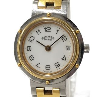 エルメス(HERMES)のHERMES 腕時計 クリッパー クオーツ SS GP ホワイト文字盤(腕時計)