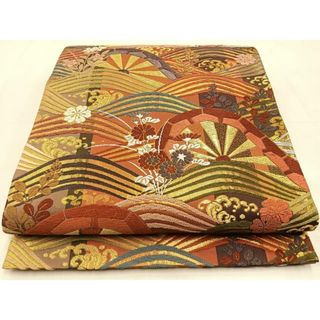 平和屋着物◎六通柄袋帯　唐織　片輪車花文　金糸　正絹　逸品　BAAS6396hj(帯)