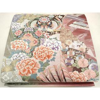 平和屋着物◎六通柄袋帯　唐織　吉祥花鳥文　九百錦プラチナ箔　正絹　逸品　未使用　CAAU8504ft(帯)