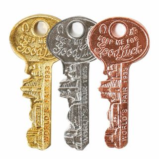 シカゴ万博 ３個 ダミーキー キーホルダー 鍵 ３色 ミックス ◎