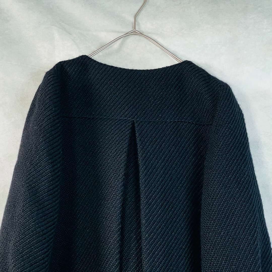 Ballsey(ボールジィ)の【ボールジィ】ノーカラーコート　ロング丈　ウール　M　黒　ballesey レディースのジャケット/アウター(ロングコート)の商品写真