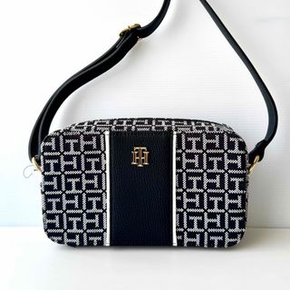 TOMMY HILFIGER - Tommy Hilfiger ショルダーバッグ モノグラム  ブラック×ホワイト