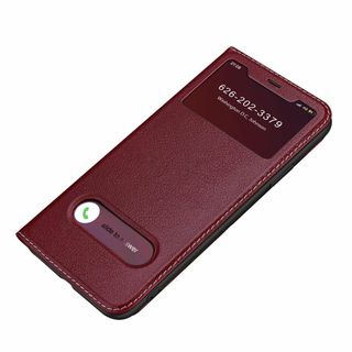 【カバー】iPhone15 用 ケース 手帳型 窓付き 薄型 本革カバー スタン(その他)
