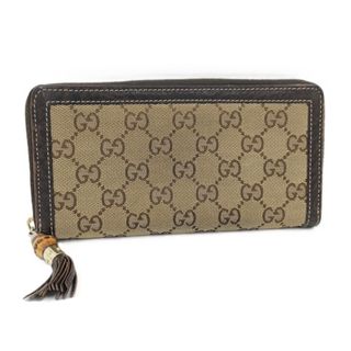グッチ(GUCCI)のGUCCI ラウンドファスナー長財布 バンブータッセル GGキャンバス レザー(財布)