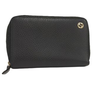 グッチ(GUCCI)のGUCCI インターロッキングG ラウンドファスナー 長財布 レザー ブラック(財布)