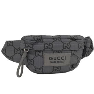 グッチ(GUCCI)のGUCCI ウエストバッグ ボディバッグ GGナイロン レザーナイロン グレー(ボディーバッグ)