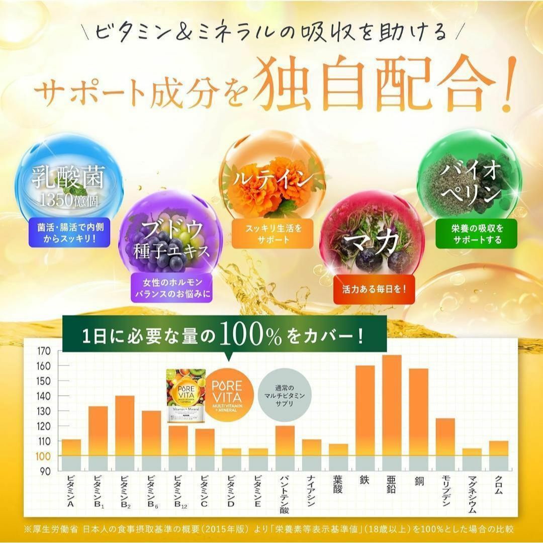 ✨ピュアビタ マルチビタミン12種&マルチミネラル11種 30日分✨90粒 コスメ/美容のダイエット(その他)の商品写真