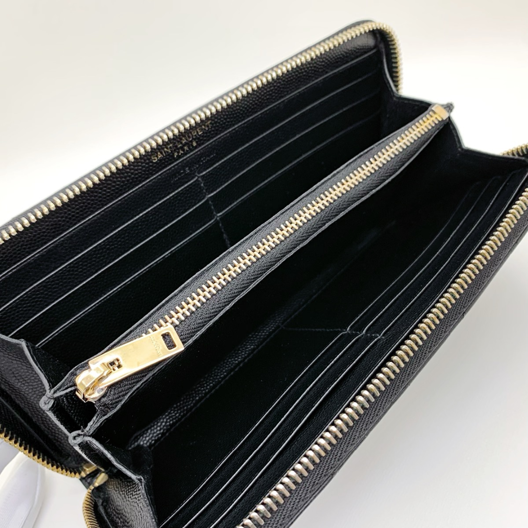 美品✨サンローラン 長財布 キャビアスキン カサンドラロゴ グレー SAINT LAURENT - ✨極美品✨イヴサンローラン カサンドラ