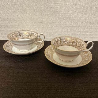 ウェッジウッド(WEDGWOOD)のウェッジウッド　フロレンティーン　ゴールド　ピオニー　ティー　カップ&ソーサー(食器)