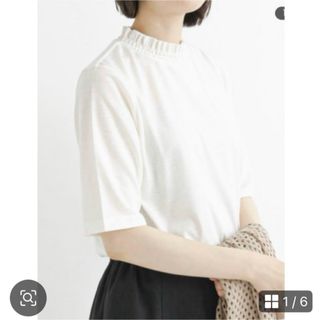 サマンサモスモス(SM2)のサマンサモスモス　レディース　フリルネック　ブラウス　Tシャツ　半袖　5分袖 L(シャツ/ブラウス(半袖/袖なし))
