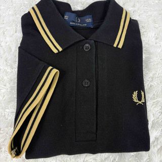 フレッドペリー(FRED PERRY)の大人気　G12 英国製　フレッドペリー　ポロシャツ　半袖　36 S 黒　金(ポロシャツ)