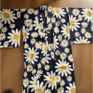 浴衣　レディース　ひまわり柄　大人　黒(浴衣)