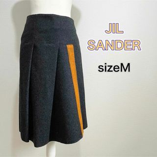 ジルサンダー(JIL SANDER)のサイズM ジルサンダー ウール スカート フェルト オレンジライン 厚手(ひざ丈スカート)