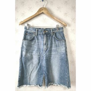 Lee - ☆Lee リー デニム スカート ひざ丈 スリット入り フリンジ裾 XS☆