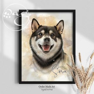 うちの子ペット似顔絵★オーダーメイドのメモリアルアートポスター★犬・猫・小動物も