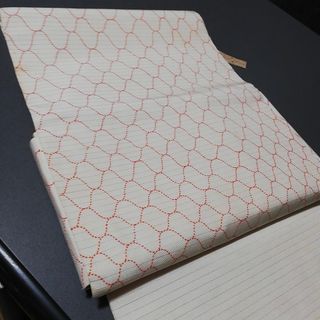 夏名古屋帯　絽　アイボリー　朱色網模様　練習用　難あり(帯)