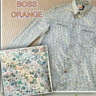 ヒューゴボス(HUGO BOSS)のボスオレンジ　デザイン　花柄　総柄シャツ　長袖　スナップボタン(シャツ)
