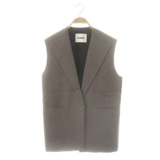 ジルサンダー(JIL SANDER)のジルサンダー ベスト ロング リネン混 30 グレー /MI ■OS(ベスト/ジレ)