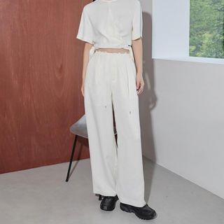 ルシェルブルー(LE CIEL BLEU)の LE CIEL BLEU Knee Tuck Matt Satin Pants(カジュアルパンツ)